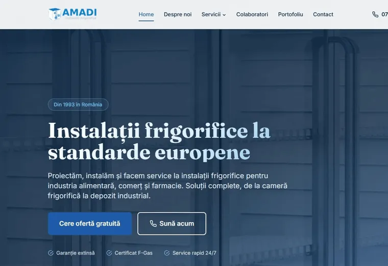 Site de prezentare creat de Fiber IT pentru o firma de refrigerare industriala