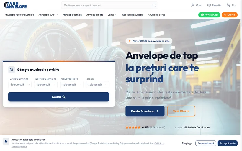 Online store built by Fiber IT for Avem Anvelope