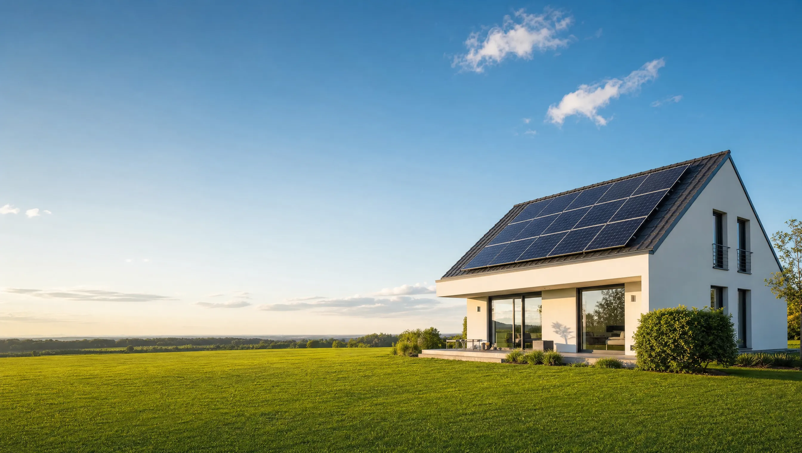 Panouri fotovoltaice pe acoperis sub cer senin